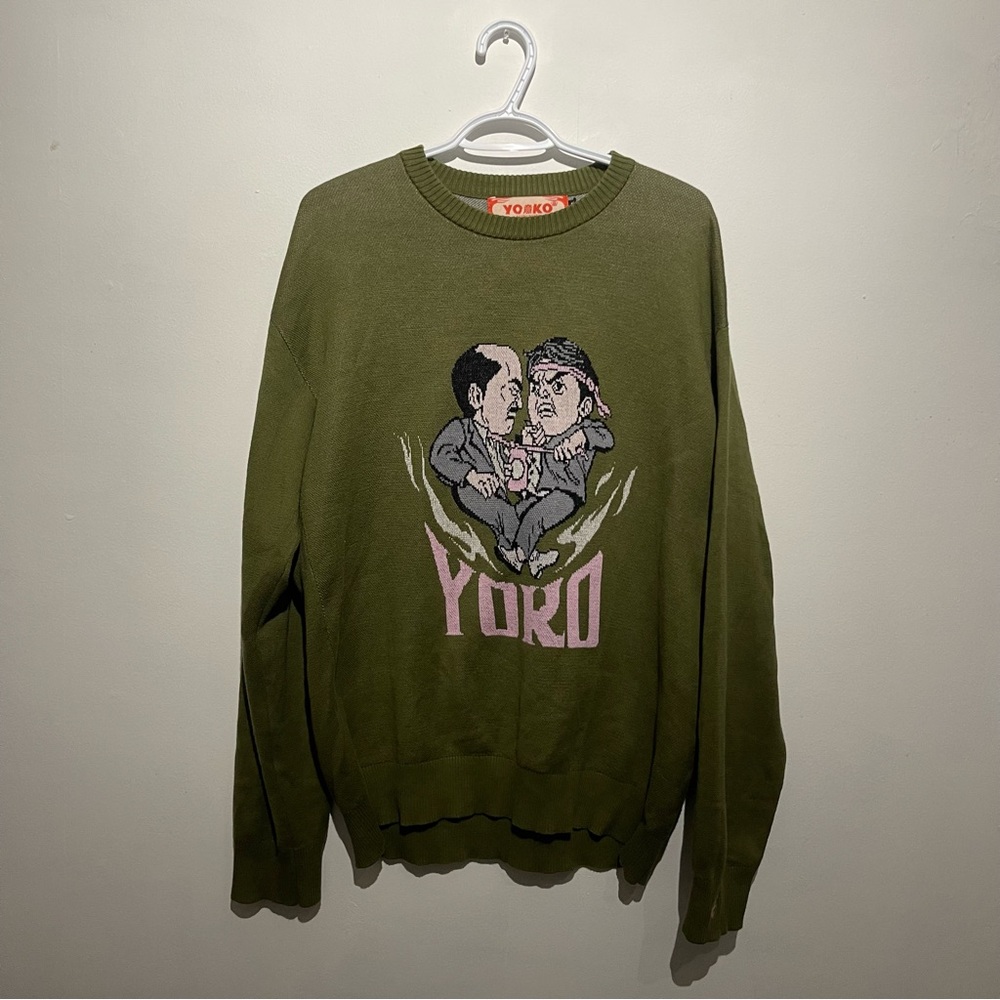 Olive Green Graphic Sweater